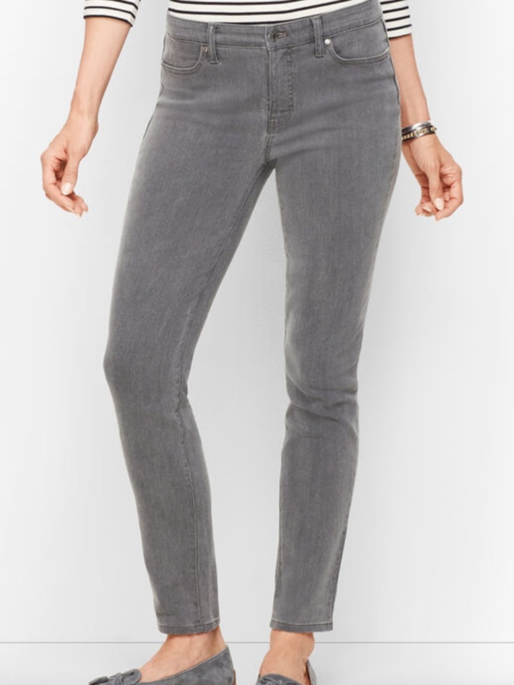 Talbots Slim Ankle Jeans, Cadet Grey, 12